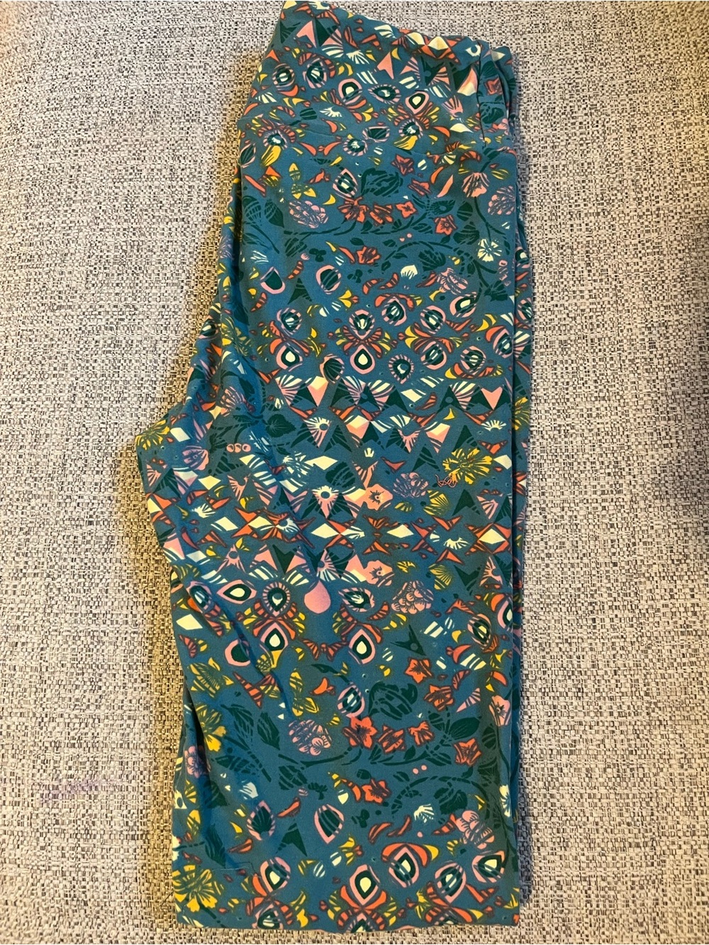 LuLaRoe OS Teal Multi-Pattern Leggings